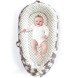 BELIVIUM Baby Lounger Pillow for Newborn, Detachable 0-18 Months Infant Nest, Co Sleeper in Bed, Portable Baby Floor Bed Bassinet, Tummy Time Pillow Sleeping Travel Essentials Must Haves Newborn Gifts