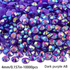 10000pcs 4mm Dark Purple AB Bedazzling gem Flatback Rhinestones Bulk Colorful Rhinestones for Nails DIY Nail Art, face Stickers, Body Art, Clothes, Bags, Craftsman's Jewelry