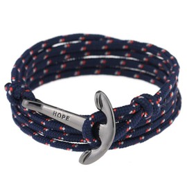 lauhonmin Men Adjustable Nautical Anchor Wrap Cuff Bracelets Twining Weave Nylon Rope Punk DIY Sailing - (Deep Sea)