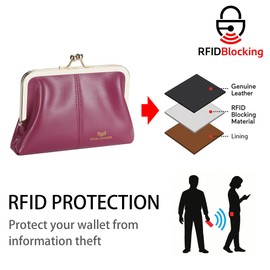 Royal Bagger Modische Echtleder RFID-Blockierung Damen Brieftasche mit Kiss Lock, Kartenfächer und Reißverschluss Münzfach 4120 (Schwarz)
