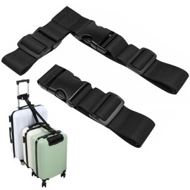 2 Pcs Luggage Straps to Connect Two Suitcases,Luggage Connector Straps for Suitcase,Add a Bag Suitcases Strap for Carry on Bags Travel Attachment Accessories Black (T-Type and Normal)