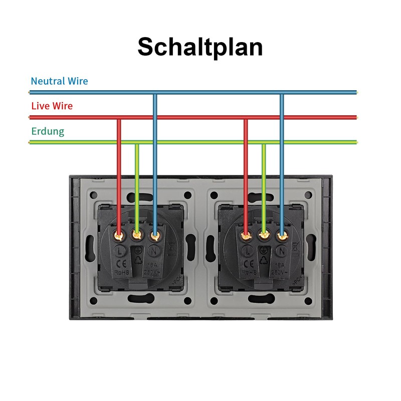 CNBINGO Aluminium Schuko Socket Flush-Mounted, Protective Contact Installation Wall Socket