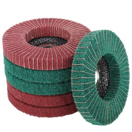 6PCS 5" x 7/8" Red & Green Nylon Fiber Flap Discs Set, 120 180 240 320 Grit Assorted Sanding Grinding Buffing Wheels for Angle Grinder, Polishing Tools