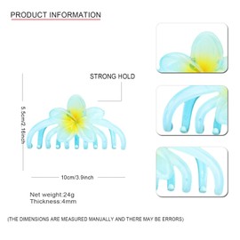 4Pcs Flower Hair Clip Nonslip Octopus Style Securer Claw Clips Strong Hold Hawaiian Claw Clip for Medium Thick Hair Hair Claw Clips for Women and Girls
