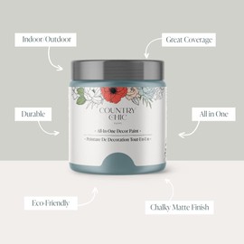 Country Chic All-in-One Chalk Paint for Furniture, Cabinets, Home Decor, Eco-Friendly, Matte Finish, Built-In Primer & Top Coat for Wood, Metal - Nightfall (Blue) - Quart 32 oz (950 ml)