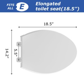 Elongated Toilet Seat, Soft-Slow Close, Oval(Oblong) Toilet Seat For Elongated Toilets, Quiet-Close Lid And Seat, Easy To Install And Clean, Never Loosen, White(18.5")