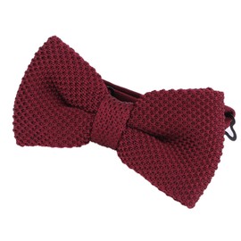 DonDon Men Knit Knitted Bow Tie Pre Tied and Adjustable Dark Red