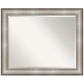 Amanti Art Silver Bathroom Mirror for Over Sink, 27x33 Imperial Silver Rectangle Vanity Mirror, Large Traditional Frame, Hangs Horizonally and Vertically, Bathroom Wall Decor, Beveled Edge