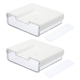 YOKIVE Set of 2 Under Desk Drawer, Self-Adhesive Slide Out Storage Organizer Attachable Drawer Under Desk Shelf for Home Kitchen Office, White, Large
