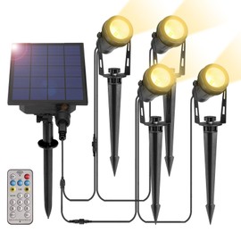 ALOVECO Solar Spot Lights Outdoor 4-in-1 Solar Powered Spotlights IP65 Waterproof with Remote 29.5ft Cable Auto On/Off 8 Modes Solar Uplights Outdoor for Garden Yard Landscape Tree 2700K Warm White