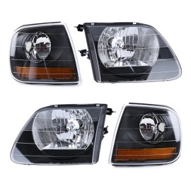 Faros Fondo Led Para F150 Lobo Expedition 1997-2003 Negro Ambos Lados