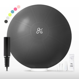 Greater Goods Yoga Ball 75cm Anti-Burst Exercise Ball for Pilates, Stability, Pregnancy & Workouts, Includes Pump, Black