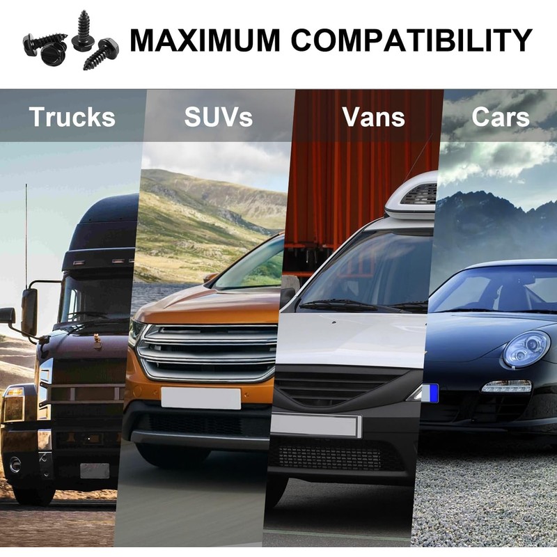 QiqaMole 8PCS License Plate Screws for Car, Rustproof Stainless Steel