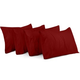 Utopia Bedding Standard Pillow Cases - 4 Pack - Envelope Closure - Soft Brushed Microfiber Fabric - Shrinkage and Fade Resistant Pillow Covers Standard Size 20 X 26 Inches (Standard, Red)
