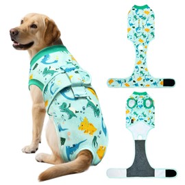 KAROKU Recovery Suit for Dogs and Cats, Soft Surgery Suit for Female Spay, Dog Onesie for Male Neuter, Anti-Licking Surgical Recovery Shirt, Dog Cone Alternative Surgical Clothes, Green, XX-Large