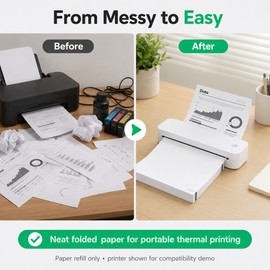 A4 Thermal Printing Paper for Portable Printers – 200-Sheet Folded Inkless Paper Pack for Documents & Notes