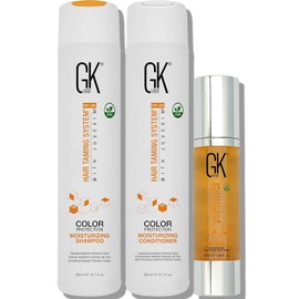 GK HAIR Juegos de Champú y Acondicionador Hidratante de Queratina Global(10.1 FlOz/300Ml) Con Suero Anti Frizz Aceite de Argán(1.69 FlOz/50 Ml) para Reparación de Daños Secos- Todos Los Tipos de Cabel