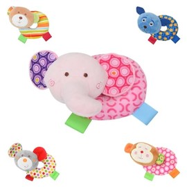 Lorelli Baby Rattle Animals, Plush Gripping Toy, Bright Colours, from Birth, Colour: Pink