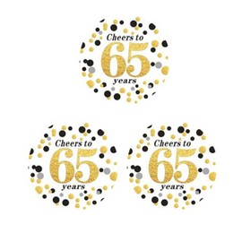 50 Count 2" Round Cheers to 65 Years - 65th Birthday Party Favor Stickers 65th Birthday or Anniversary Stickers