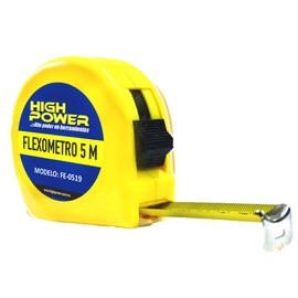 High Power Flexómetro 5 metros. (medidas en centímetros y pulgadas) Marca: HIGH POWER. Modelo: FE-0519