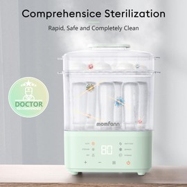 Bottle Sterilizer and Dryer, All-in-One Electric Steam Sterilizer Bottle Sanitizer for Baby Bottles, Pump Parts Accessories Newborn Essential (Green)