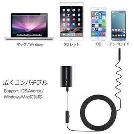 Snake Camera, Inspection Camera, Endoscope, USB Borescope, Micro scope, End Scopes faiba-suko-pukamera, WiFi Wireless Industrial 24 " Pick Up Tool 4 Piece Nail HD 720P Million Pixels 5 m 硬性 Android & IOS Supported Halogen Adjustable