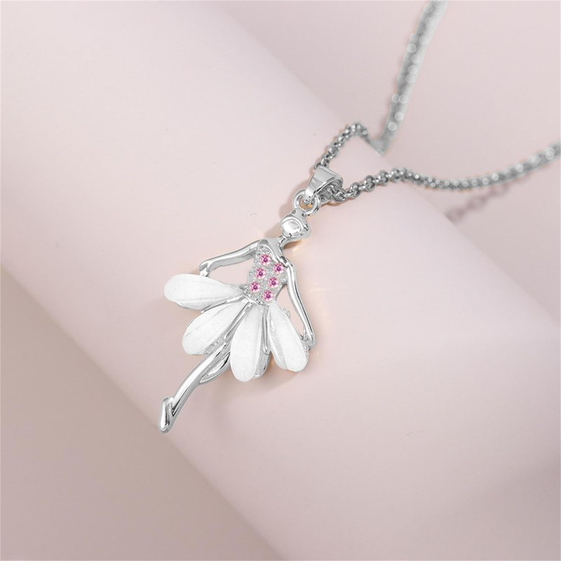 DEYOUM Ballerina Ballet Necklace for Women Teens Girls Dainty Crystal