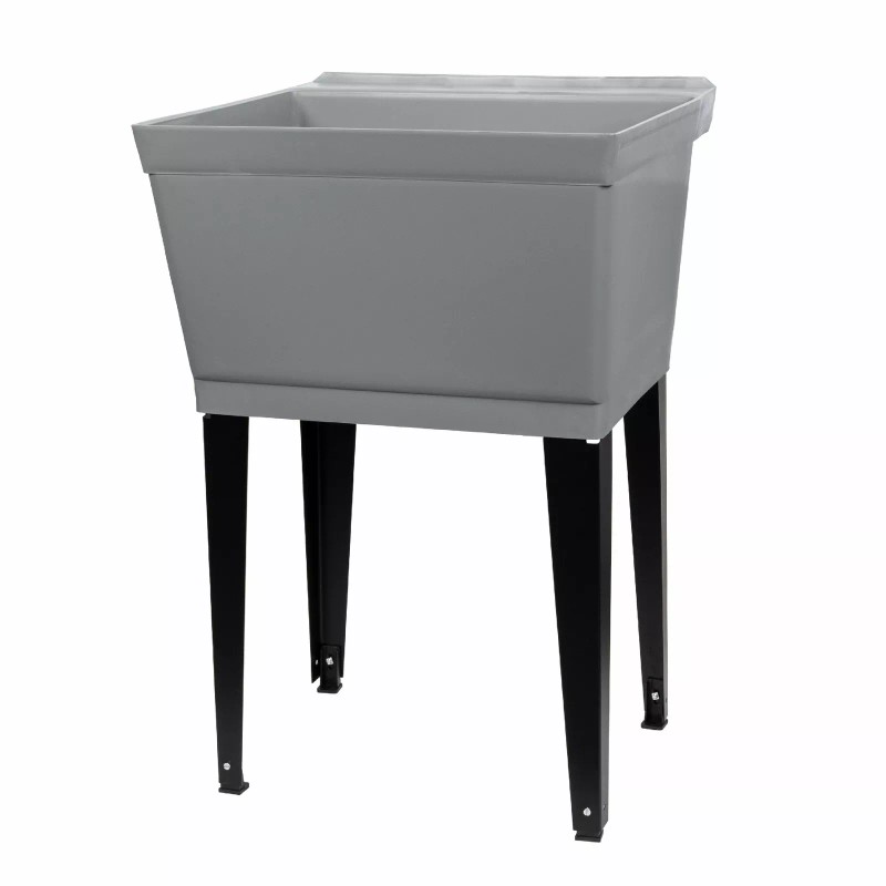 Tehila Grey 19 Gallon Utility Sink with Black Legs and