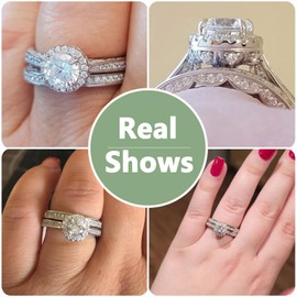 Newshe Wedding Rings for Women Engagement Ring Set 925 Sterling Silver 2.4Ct Round White AAAAA Cz Size 4.5