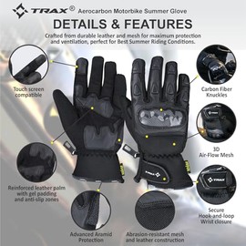 Motorradhandschuhe für Damen und Herren – Atmungsaktive Touchscreen-Handschuhe mit Carbon-Knöchelschutz, rutschfestem Grip für Motocross, BMX, ATV, MTB und Straßenrennen