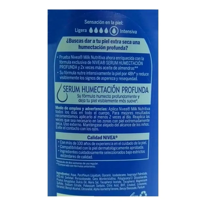 Nivea Milk Nutritiva crema corporal 1 L nutrición para piel