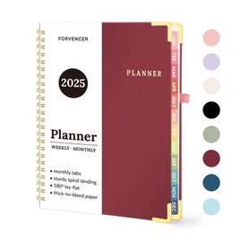 Forvencer 2025 Weekly and Monthly Planner (January 2025 - December 2025), 6" x 8", Hardcover 2025 Calendar Planner with Tabs, Spiral Daily Agenda Book with Inner Pocket, Cute Planner Organizer Notebook for Office Home School, A5, Brown