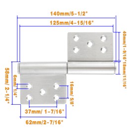 Pack of 2 Stainless Steel Door Hinge Heavy Duty Door Hinge Garden Gate Hinge 360 Degree Opening Angle 132 x 100 x 18 mm Folding Hinges for Indoor and Outdoor Doors Bedroom Window Cabinet Animal House