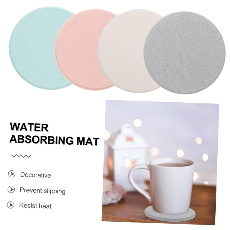 ABOOFAN Pack of 4 Diatom Mud Coasters Absorbent Coaster Diatomaceous