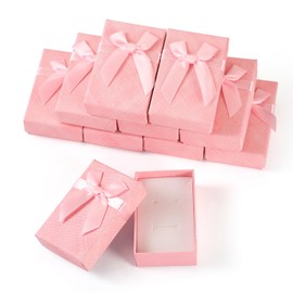 Spritewelry 10 Pcs Jewelry Gift Boxes 8.4x5.4x2.5cm Pink Necklace Ring Earring Box Small Jewelry Package Storage Gift Boxes with Bowknot for Anniversaries Weddings Birthdays
