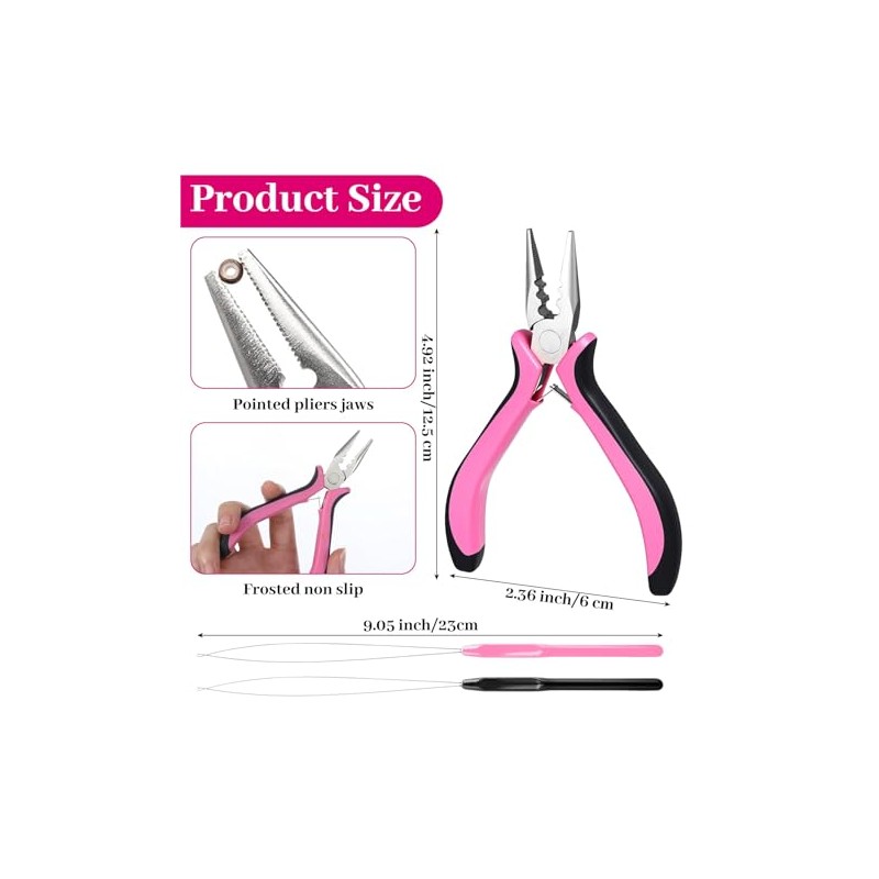 Nano Bead Tool, 3 Pcs Professional Hair Extension Pliers Kit