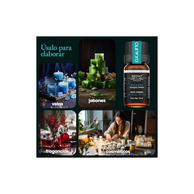 Bienat | Aceite Esencial de Eucalipto 10mL Natural | Difusor