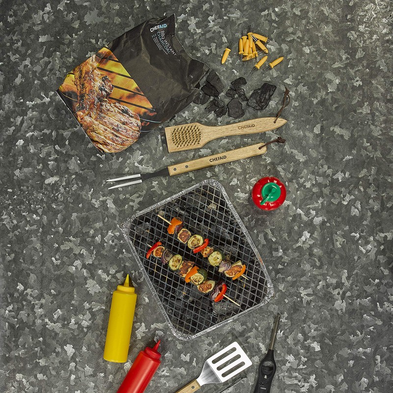 Chef Aid 2 in 1 BBQ Brush with Wooden Handle