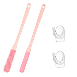 2Stk Langem Griff Zehenschrubber aus Silikon, Zehenspalt Reinigungsbürste, Fußpeeling Zwischen Den Zehen Weicher Fußbürste, Fuß Reinigungsbürste mit Großer Reichweite Haken für Senioren Männer Frauen