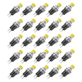 sourcing map 30 Pcs 1A 250V AC 7mm Mini Momentary Push Button Switch SPST NO Yellow Switch Button with Soldering Foot for Electronic Devices