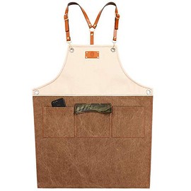 Kani Work Apron, Denim Tool Apron with Multifunction Pockets for Barber, Tattoo, Hair Stylish, Barista
