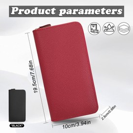 Energather Womens Wallet, PU Leather Ladies Wallets Credit Card Holder for Women and Girls, Long Wallet with Zipper Women's Wallets for Travelling, Walking, Dating, Shopping (red)