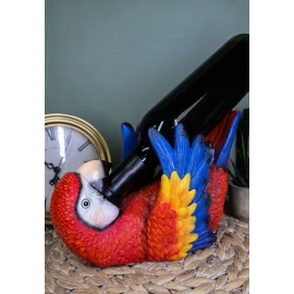 Rio Rainforest Jungle Red Scarlet Macaw Parrot Wine Bottle Holder Caddy Figurine