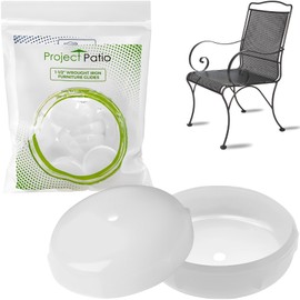 Project Patio 1-1/2" Wrought Iron Patio Furniture Feet Caps - Round Plastic Glide Floor Protector Replacements for Outdoor Metal Tables and Chairs - 16-Pack
