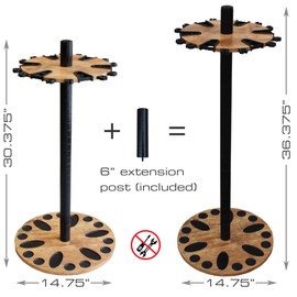 Rush Creek Creations 24 Round Fishing Rod/Pole Storage Floor Rack American Cherry Finish - Features Free 6" Extension Post - No Tool Assembly (38-2003)