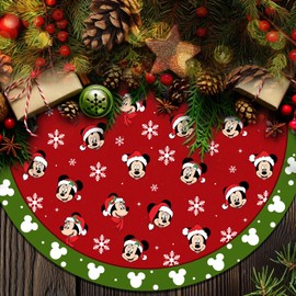 Christmas Tree Skirt Xmas Round Red Tree Decoration Skirts Ruffled Tree Mat for Holiday Christmas Party Decorations 36"