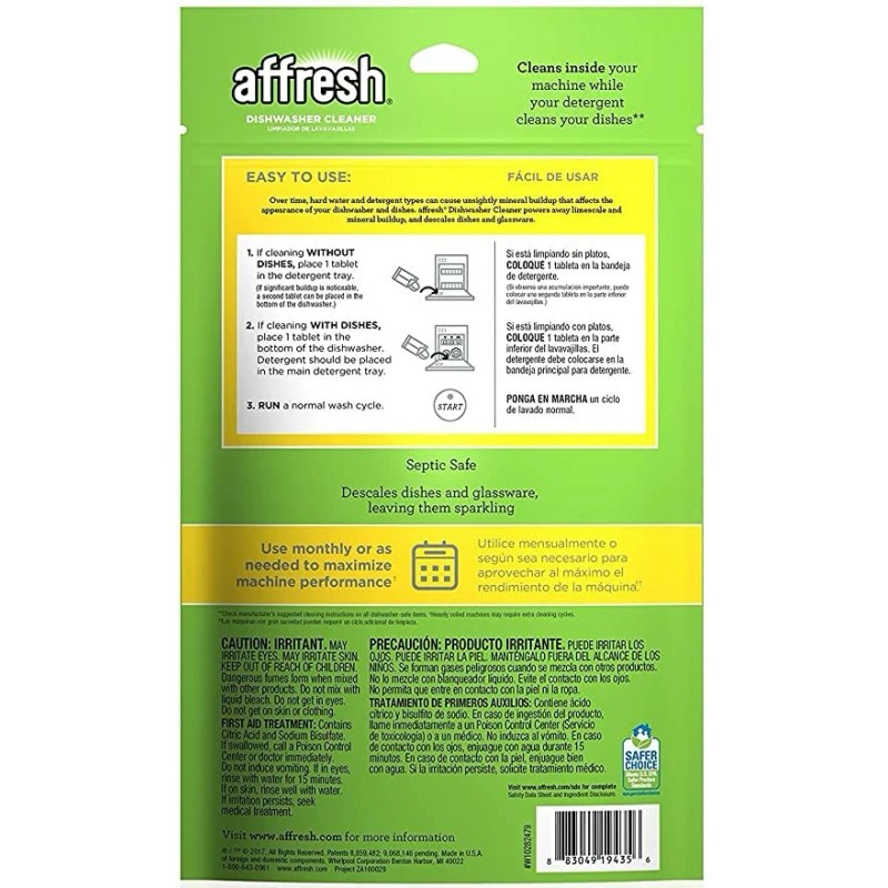 Affresh W10282479 Dishwasher Cleaner, 6 Tablets