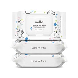 Nolla Nose and Face Wipes for Babies & Kids with Saline, Vitamin E, & Aloe | Unscented | Compostable, 90 Count (3 Packs of 30)