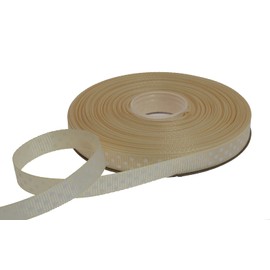 DXEUD Polka Dot Grosgrain Ribbon 25 Yard Each Roll 100% Polyester (3/8", Beige)