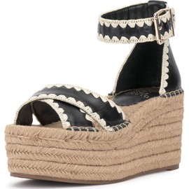 Vince Camuto Women's TREYENN Wedge Sandal, Black, 7